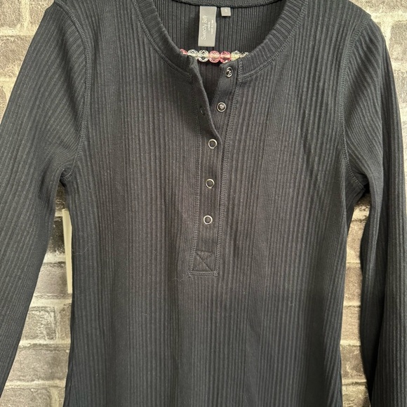 Sweaty Betty London Henley Midi Dress black ribbed long sleeve snap buttons neck - Picture 6 of 12